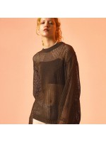 韓國PRENDA - STAR PUNCHING NET KNIT BROWN